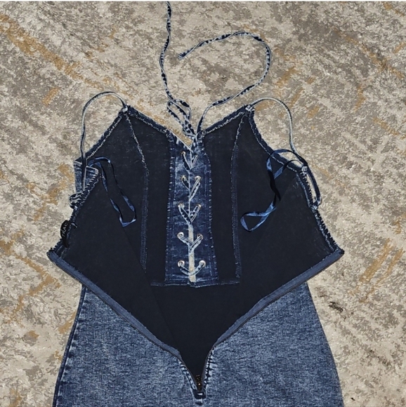 Denim Lace-Up Dress - Picture 5 of 5